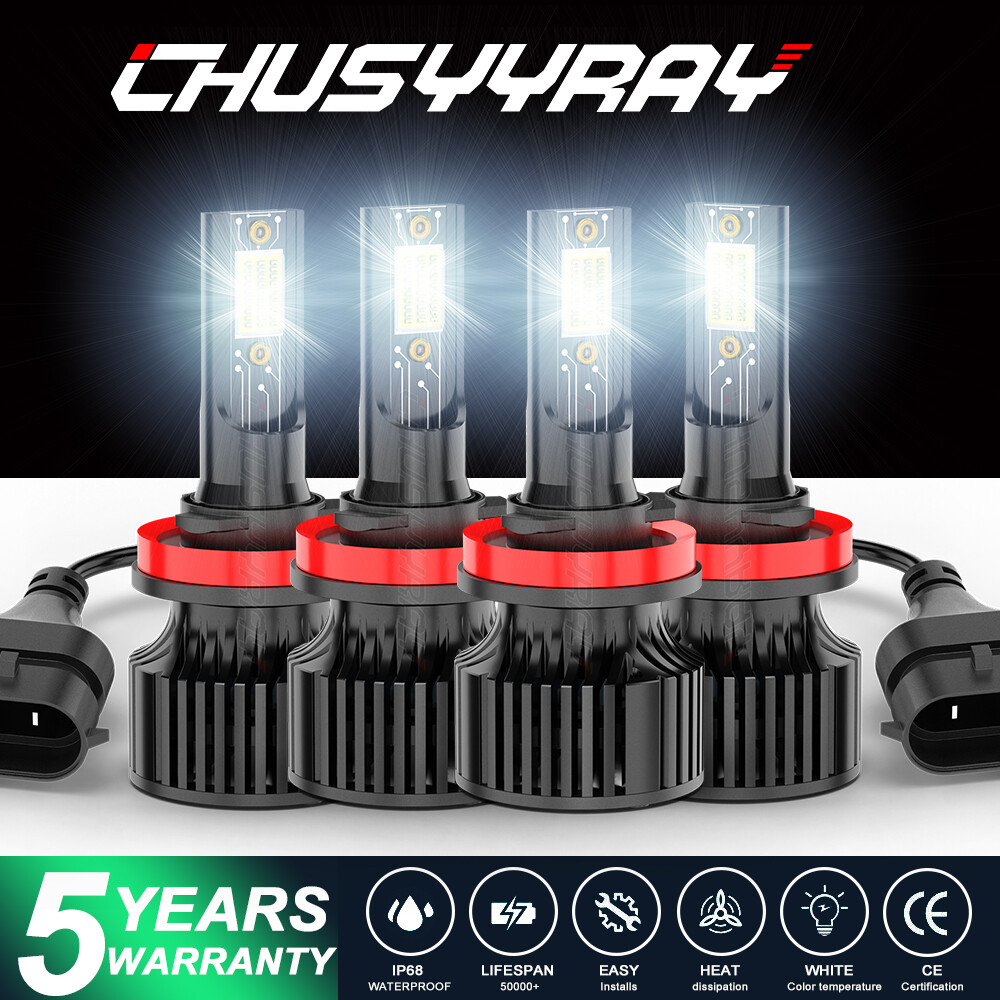 For Pontiac G8 2008 2009 white Combo 4X H11 H8 LED Headlight High Low Beam BUlbs