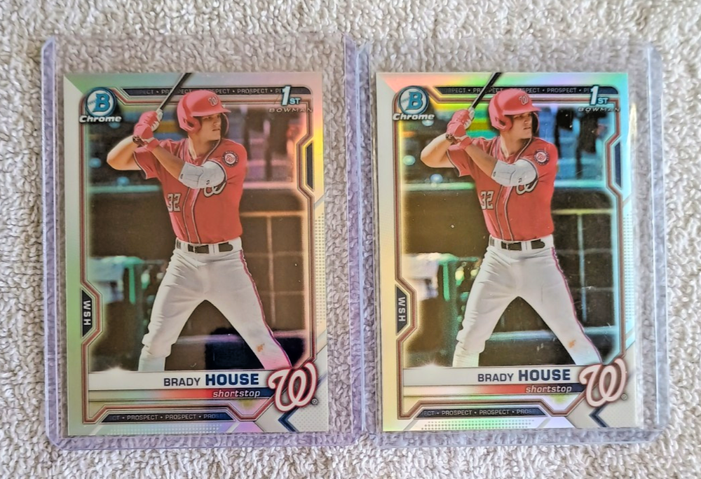 2 BRADY HOUSE 2021 BOWMAN CHROME REFRACTOR RC LOT # BDC186 WASHINGTON NATIONALS