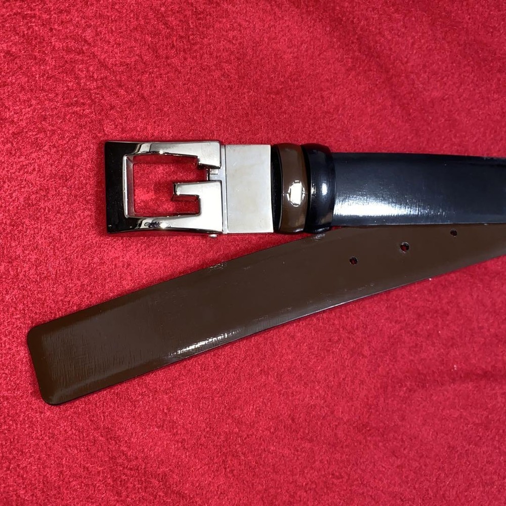 GUCCI G interlocking buckle belt Black Brown Leather Authentic Made in Italy