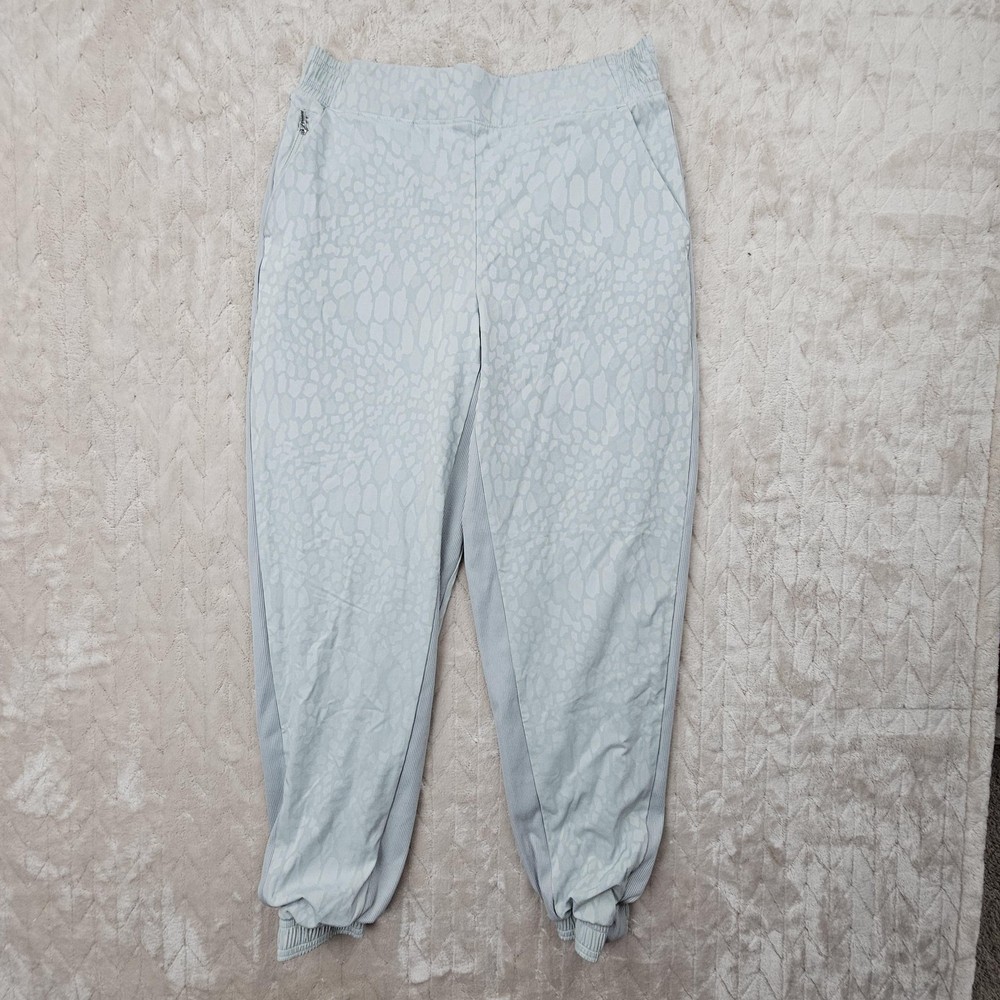 Athleta Brooklyn Jogger Pants Womens 10 Gray Textured Lined Athletic Running