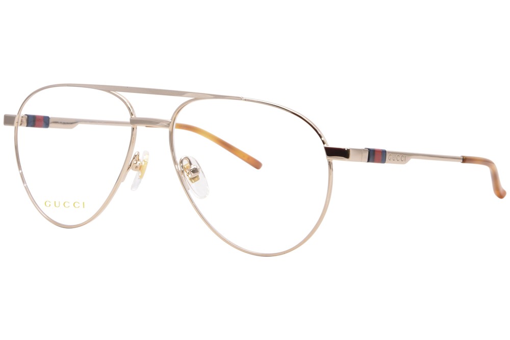 Gucci GG1679O 002 Eyeglasses Men's Gold Full Rim Pilot 56mm