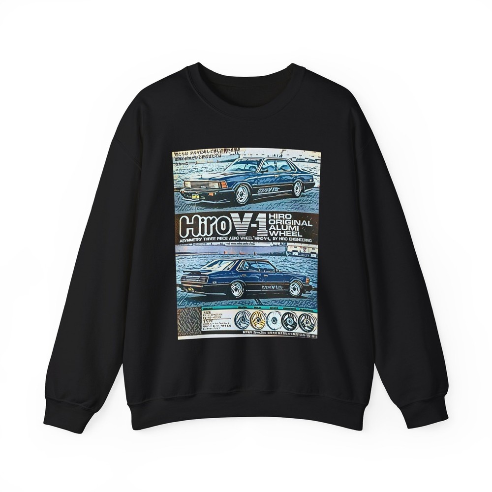 Hiro V-1 Wheel Retro Ad Art Graphic Print Unisex Heavy Blend Crewneck Sweatshirt