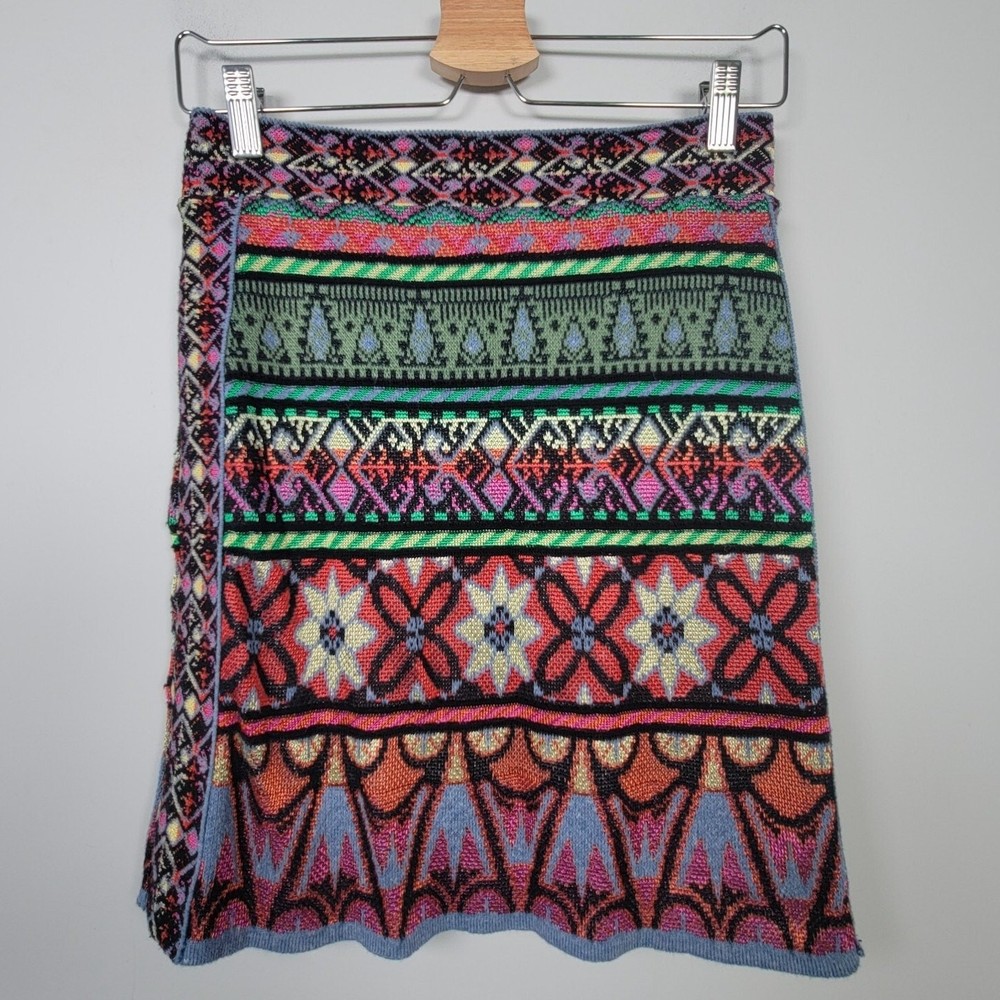 Cecilia Prado Mini Skirt S Womens Knit Abstract Multicolor Slim Fit Lined