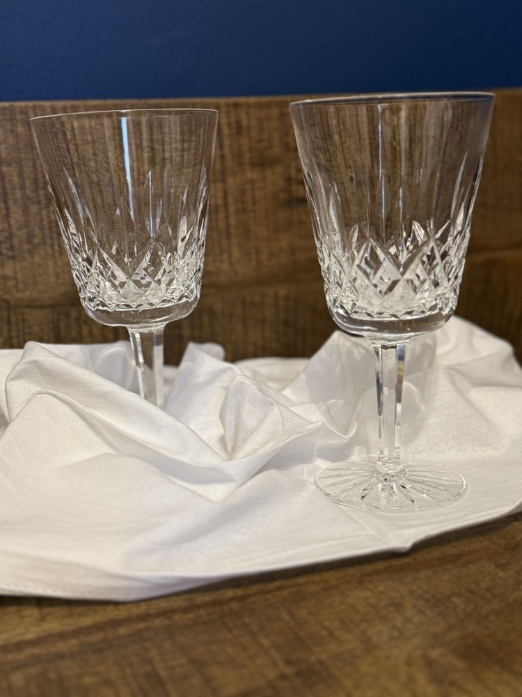 WATERFORD Crystal Lismore Water Goblets Glasses 6 7/8