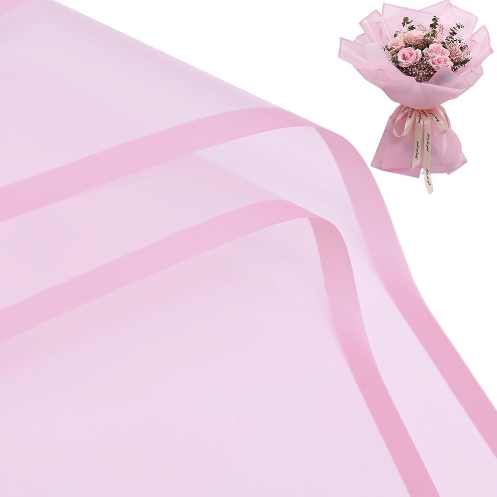 Gloreyan 20 Sheets Pink Flower Wrapping Paper, 1 Count (Pack of 20),