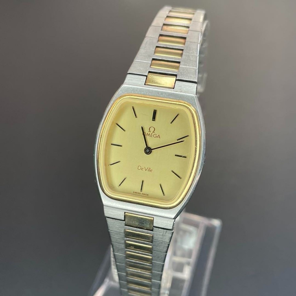 Omega De Ville Tonneau Gold Silver Quartz Watch