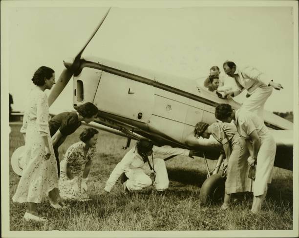 Members of the recently-formed Midland Bank Flying Club showing- 1937 Old Photo-image