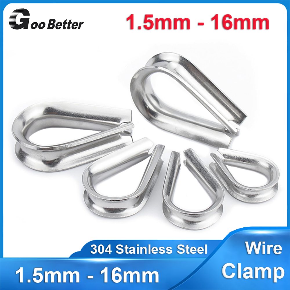 304 Stainless Steel Thimble Wire Rope Cable Clips Clamps Thimbles 1.5mm-16mm