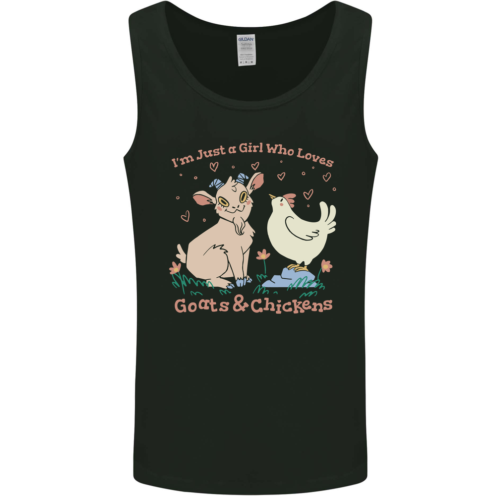 A Girl Who Loves Goats Chickens Farmer Mens Vest Tank Top