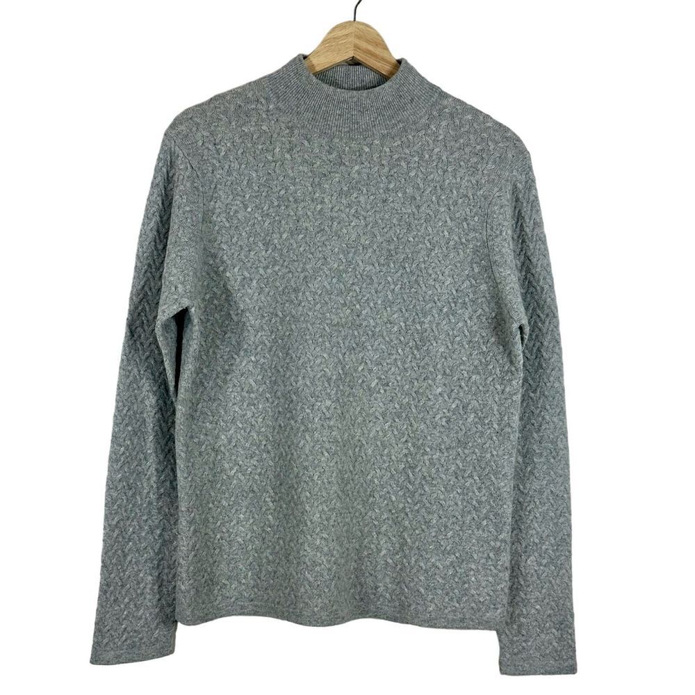 Charter Club Women's Sweater Gray 100% Cashmere Mock Neck Knit Pullover Size S