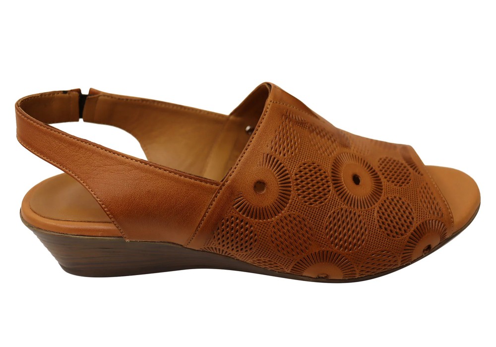 Orizonte Resley Women's European Comfort Leather Wedge Sandals