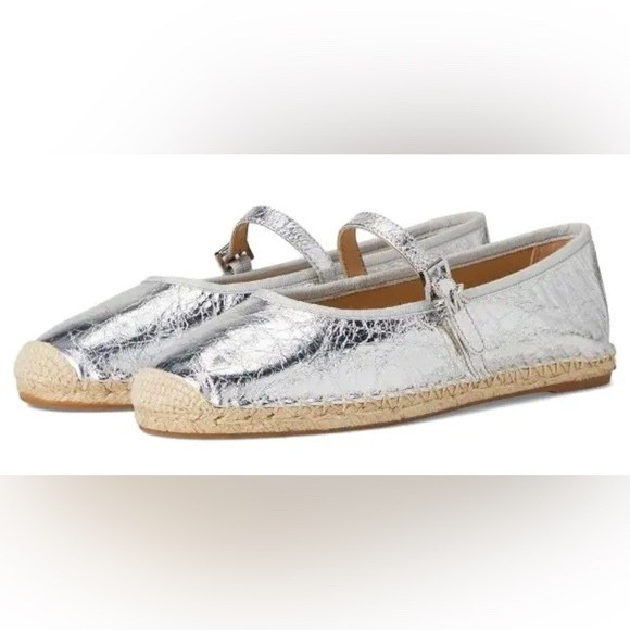 NEW Michael Kors Lynn Metallic Leather Ballet Espadrille, Size 6
