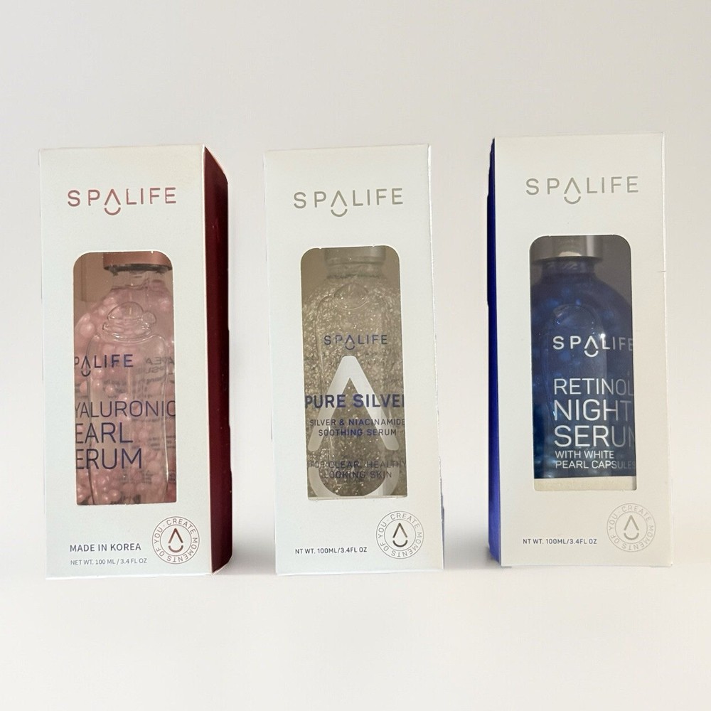 SpaLife Hyaluronic Retinol Vitamin C & Silver Serums for Day & Night Skincare