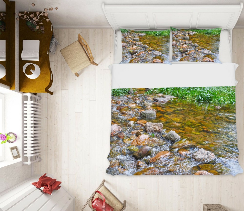 3D Creek Stone ZHUA475 Bed Pillowcases Quilt Duvet Cover Set Queen King Amy