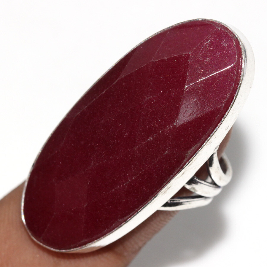 Simulated Ruby 925 Silver Plated Ring Size US 6 Valentine Gift Jewelry JW