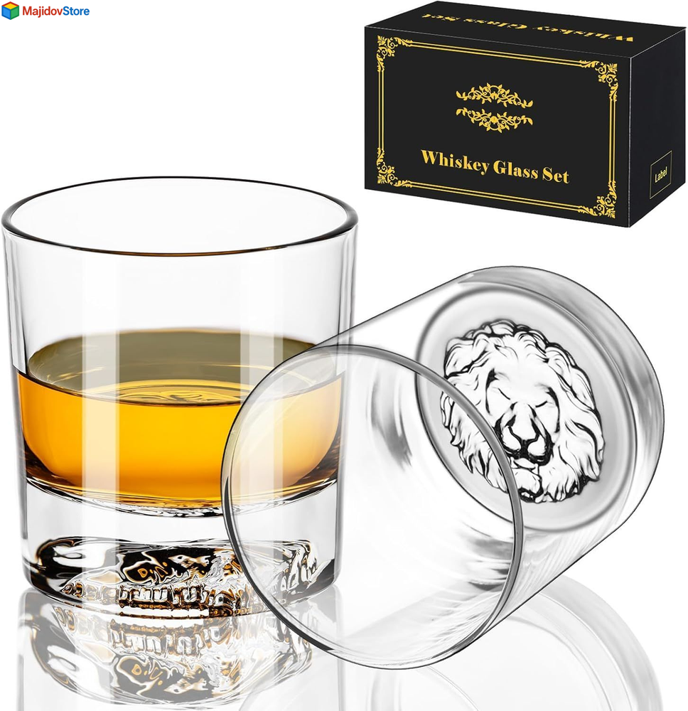 Set of 2 10oz Old Fashioned Whiskey Glasses for Men US Gift