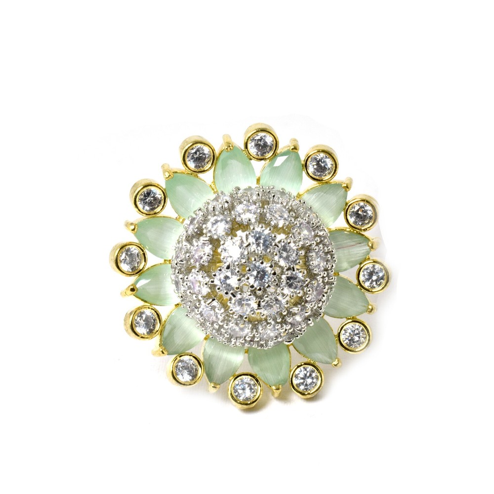 Emerald Cut CZ Diamond Gold Plated Stackable Gemstone Ring