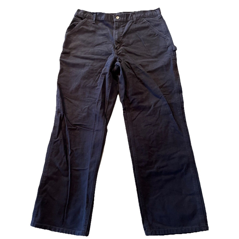 Carhartt Men’s 38x32 Duck Canvas Carpenter Pants Workwear Navy Blue Outdoor EUC