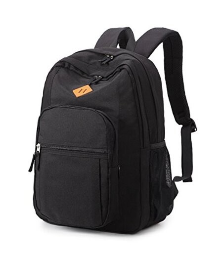Classical Basic Travel Backpack For School Water Resistant Bookbag Black