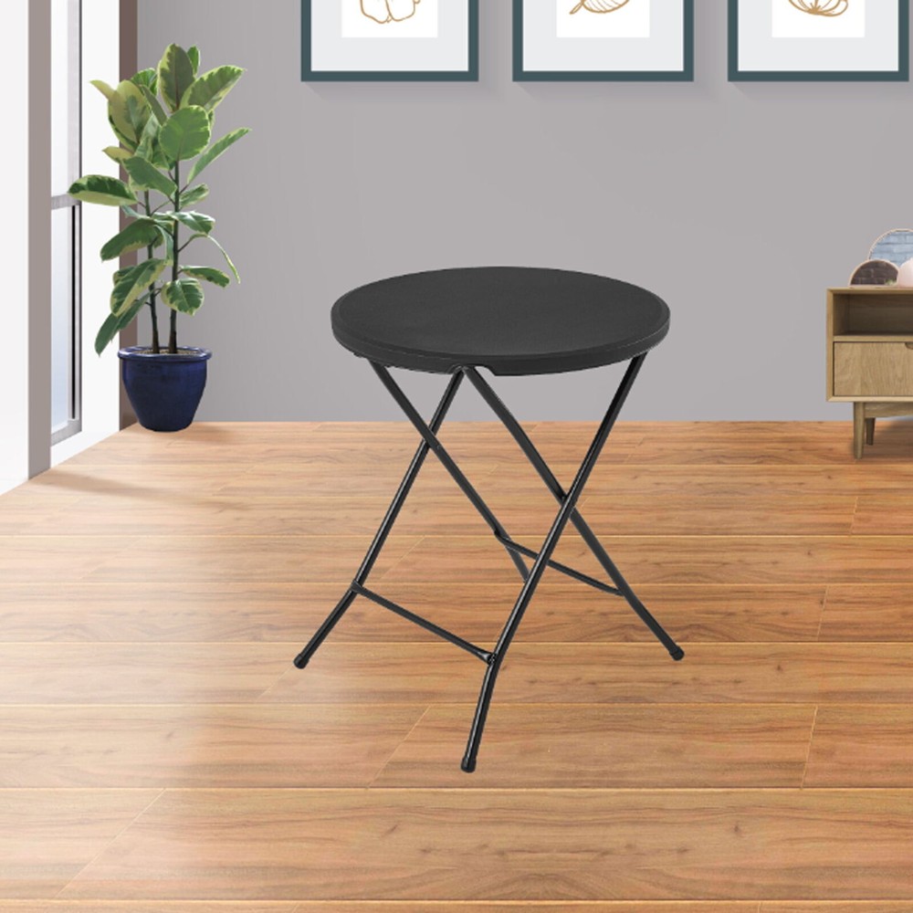 Compact Folding Round Bistro Table for Indoor Outdoor Use with Easy-Clean Rubber Stoppers