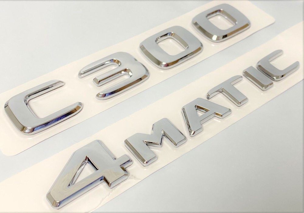 C300+4MATIC CHROME FIT MERCEDES REAR TRUNK EMBLEM BADGE NAMEPLATE DECAL NUMBER