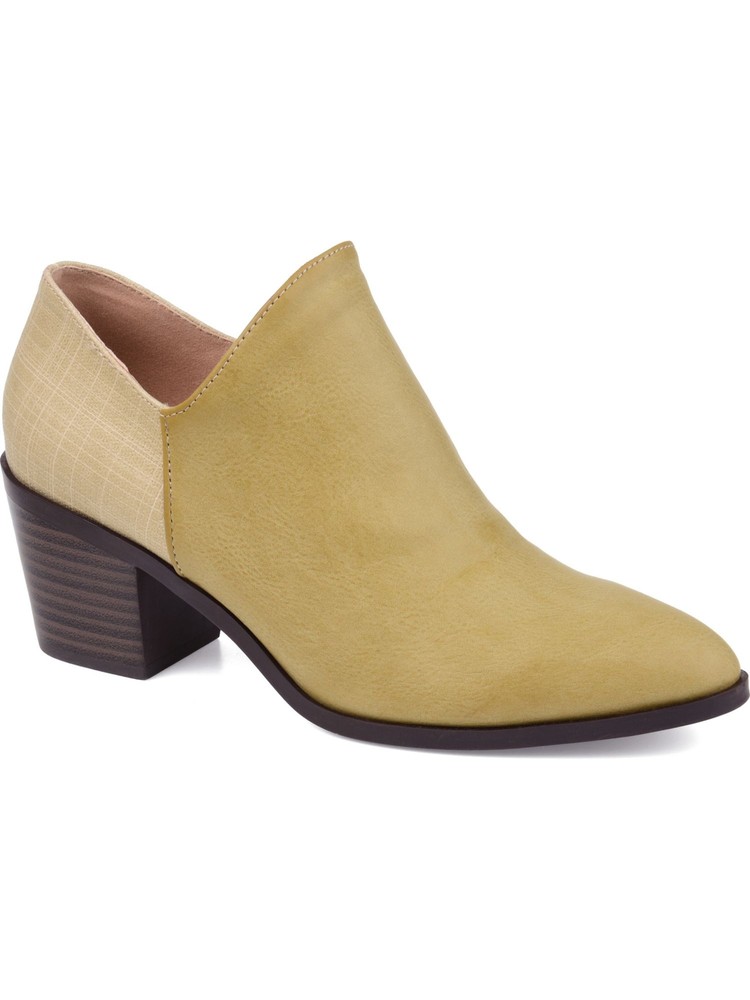 JOURNEE COLLECTION Womens Green Two-Toned Adison Zip-Up Booties 7 Medium