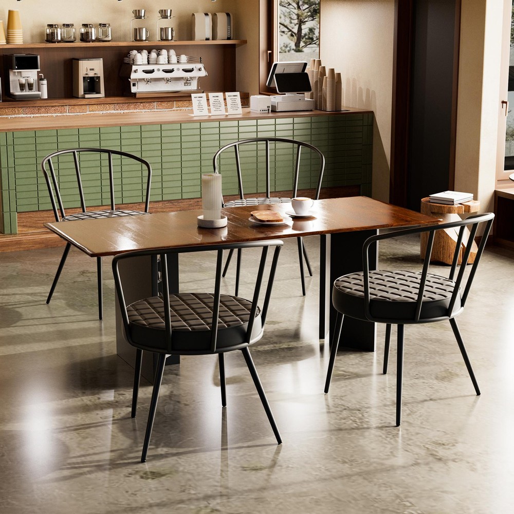 Modern Upholstered Dining Chairs Set of 2 with Stylish Metal Legs for Kitchen