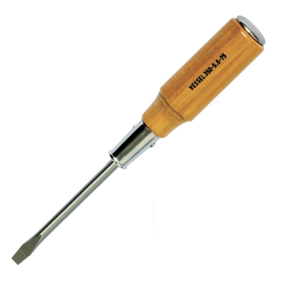 VESSEL Wooden Handle Phillips Screwdriver 5.5×75mm 350mm Shaft  