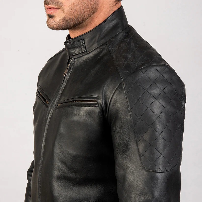 Custom-Sized Real Leather Biker Jacket for Men