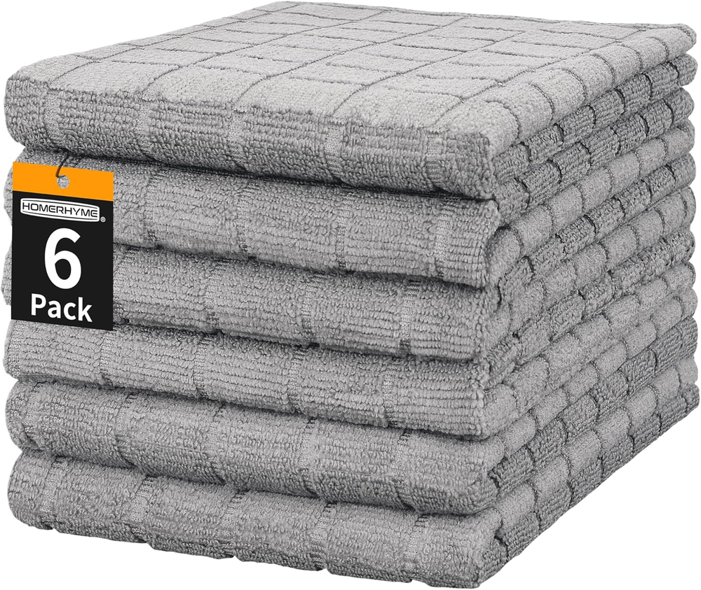 Microfiber Hand Bath Towels, 6 Pack 25''*15'' Grey Bathroom Hand Towels, All-Pur