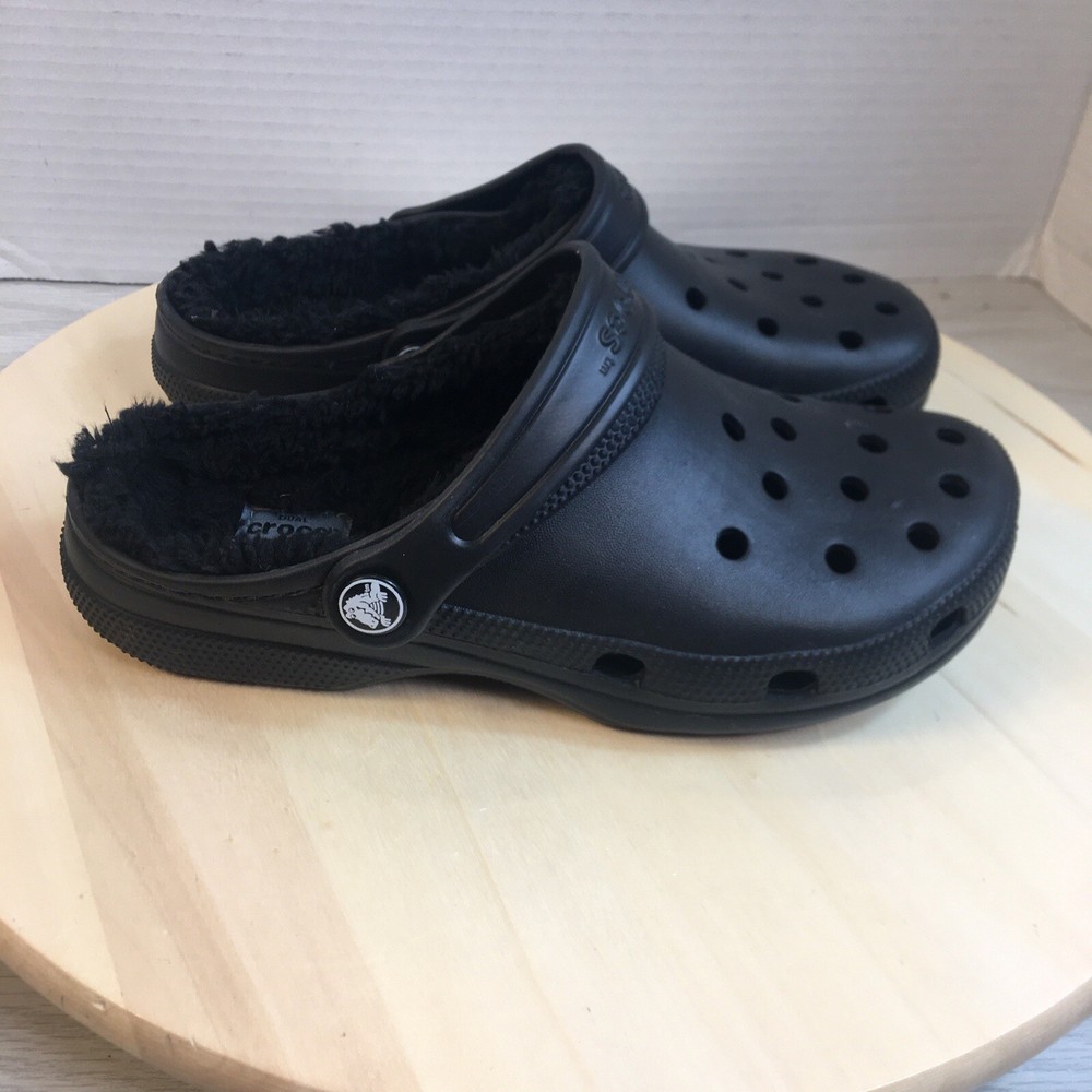 Crocs Classic Fur Lined Winter Clogs Women’s WarmComfort Shoes Black Size 7