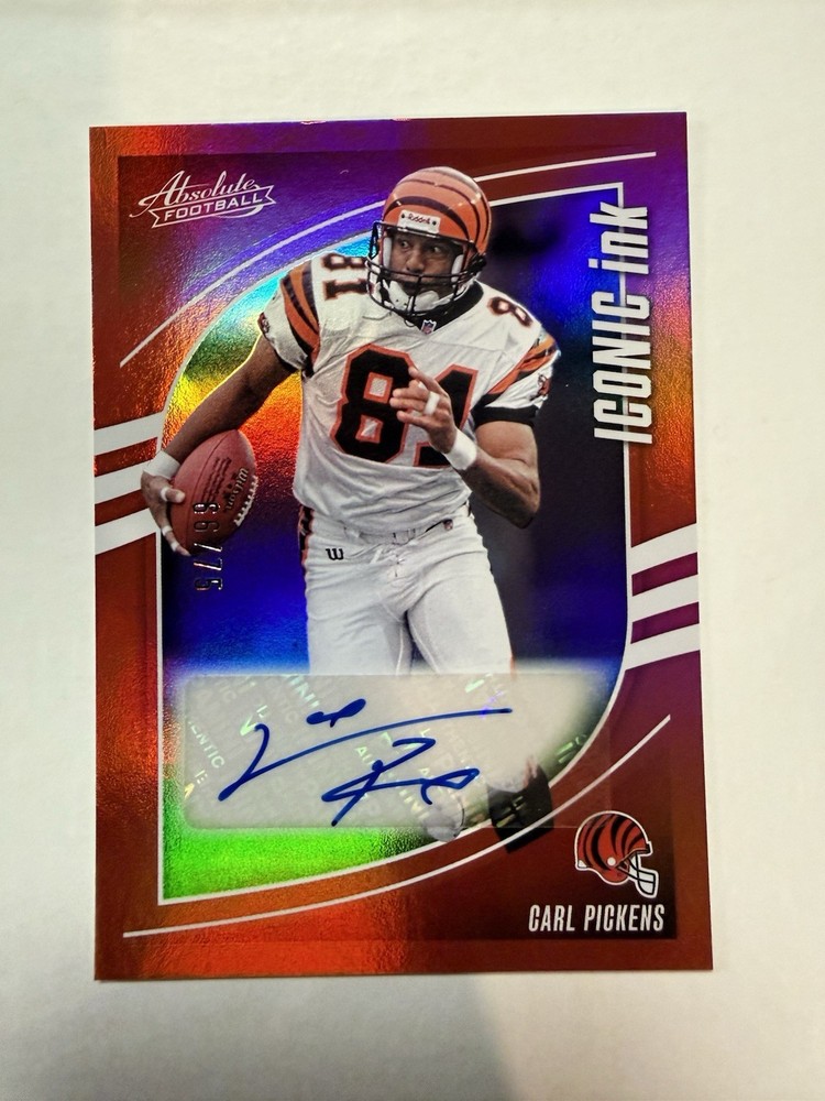 2025 Panini Absolute Football Carl Pickens Iconic Ink Auto Red /75 SP Bengals