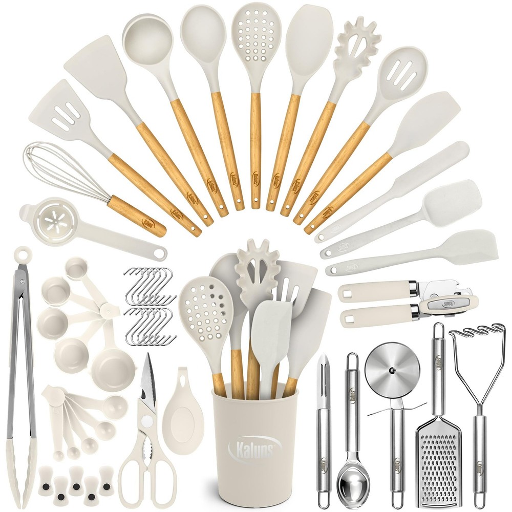 50 PCS Silicone Kitchen Utensils Set Complete Kitchen Set - 800°F Heat Resist...