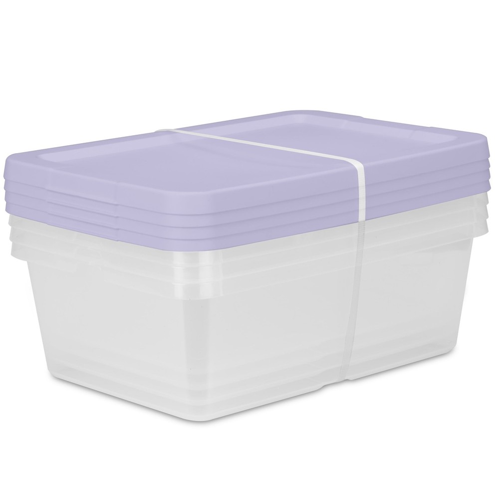Sterilite 12 Quart Clear Storage Bins with Snap-on Lids, Set of 4