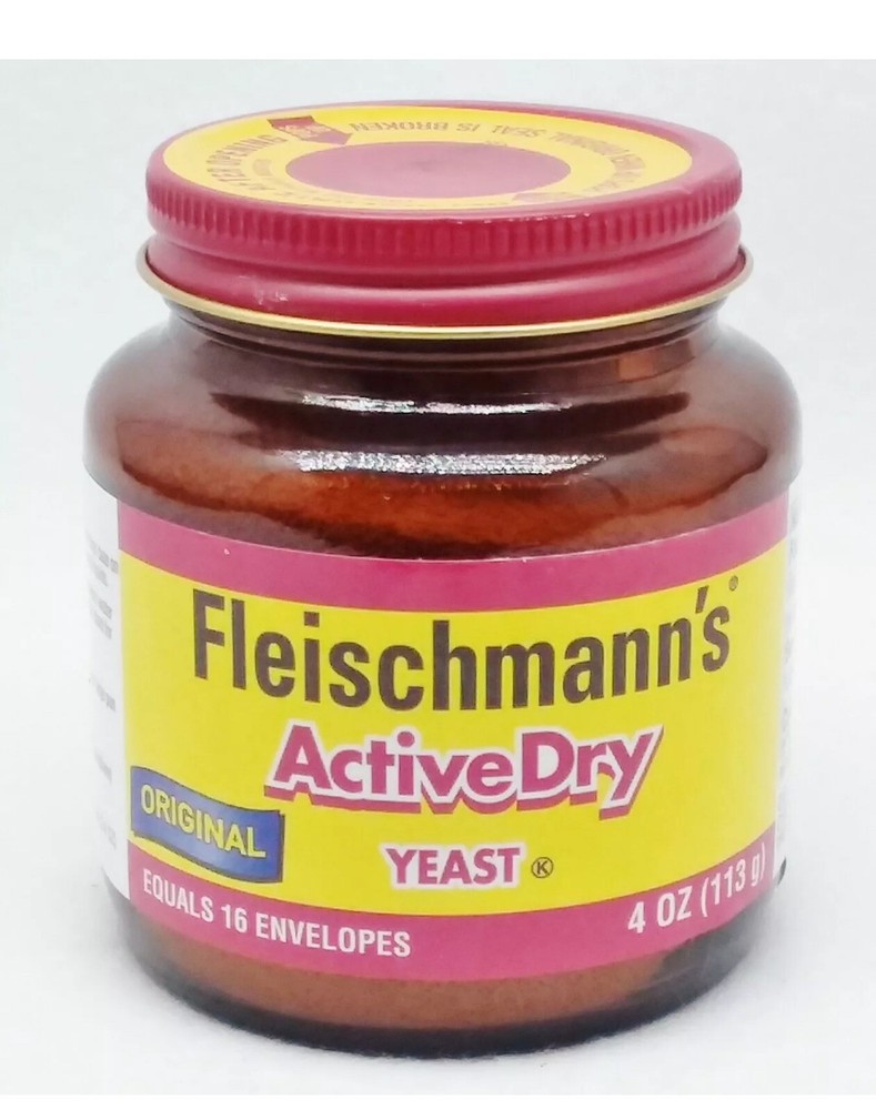 1 Fleischmann's ActiveDry ORIGINAL Yeast for Baking Bread Red 4 oz Glass Jar
