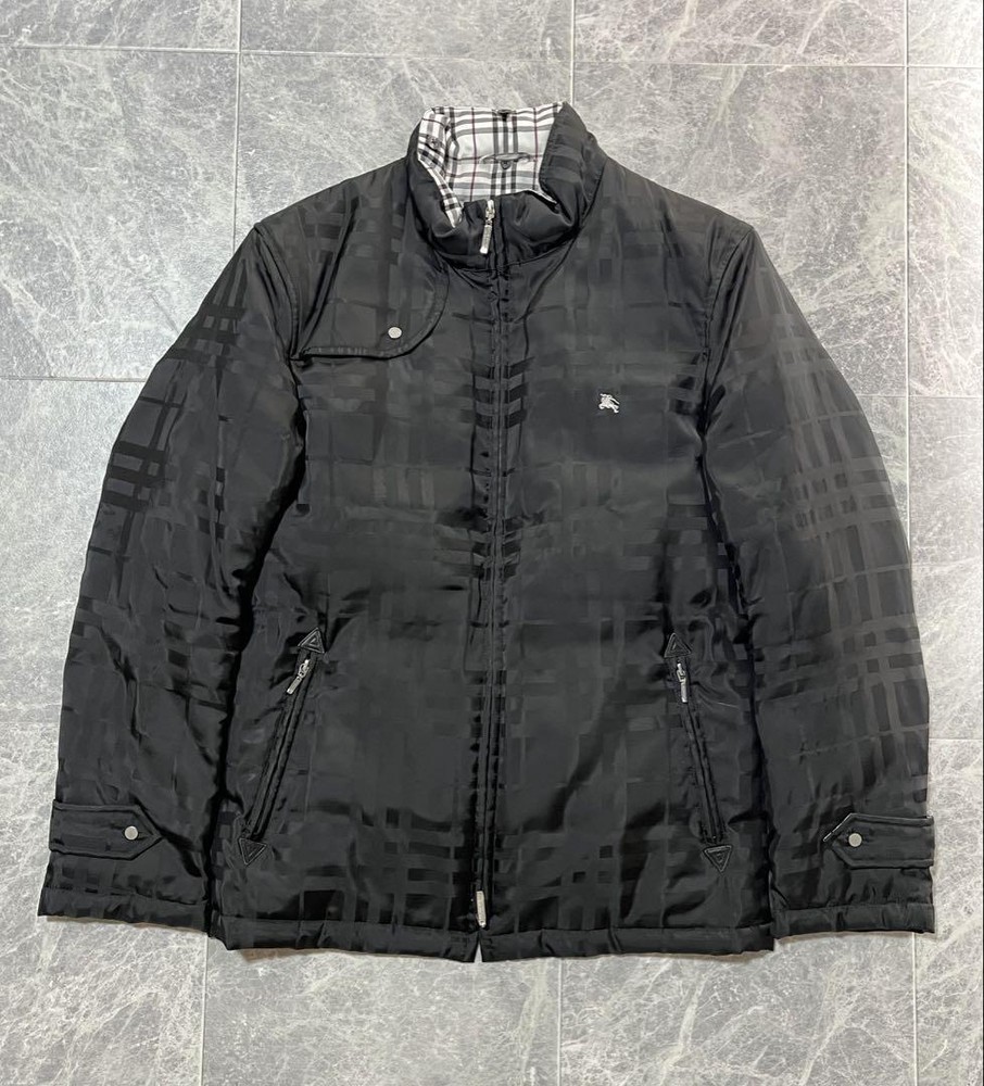 Burberry Black Label BLACK Black Check Pattern Leather Down F/S from Japan