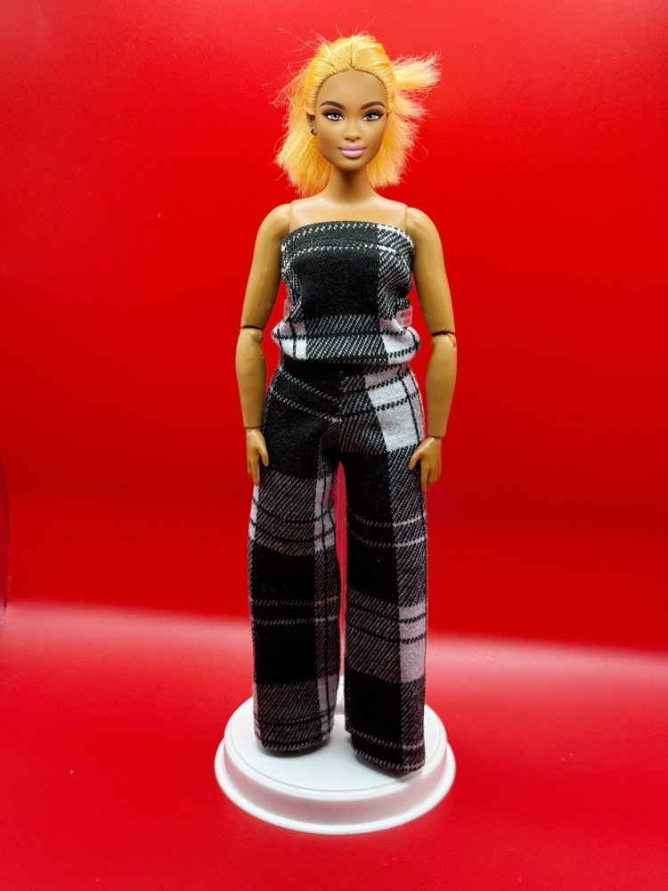 Hand Sewn 2 Piece Plaid Outfit For Barbie Doll ( Curvy Doll )