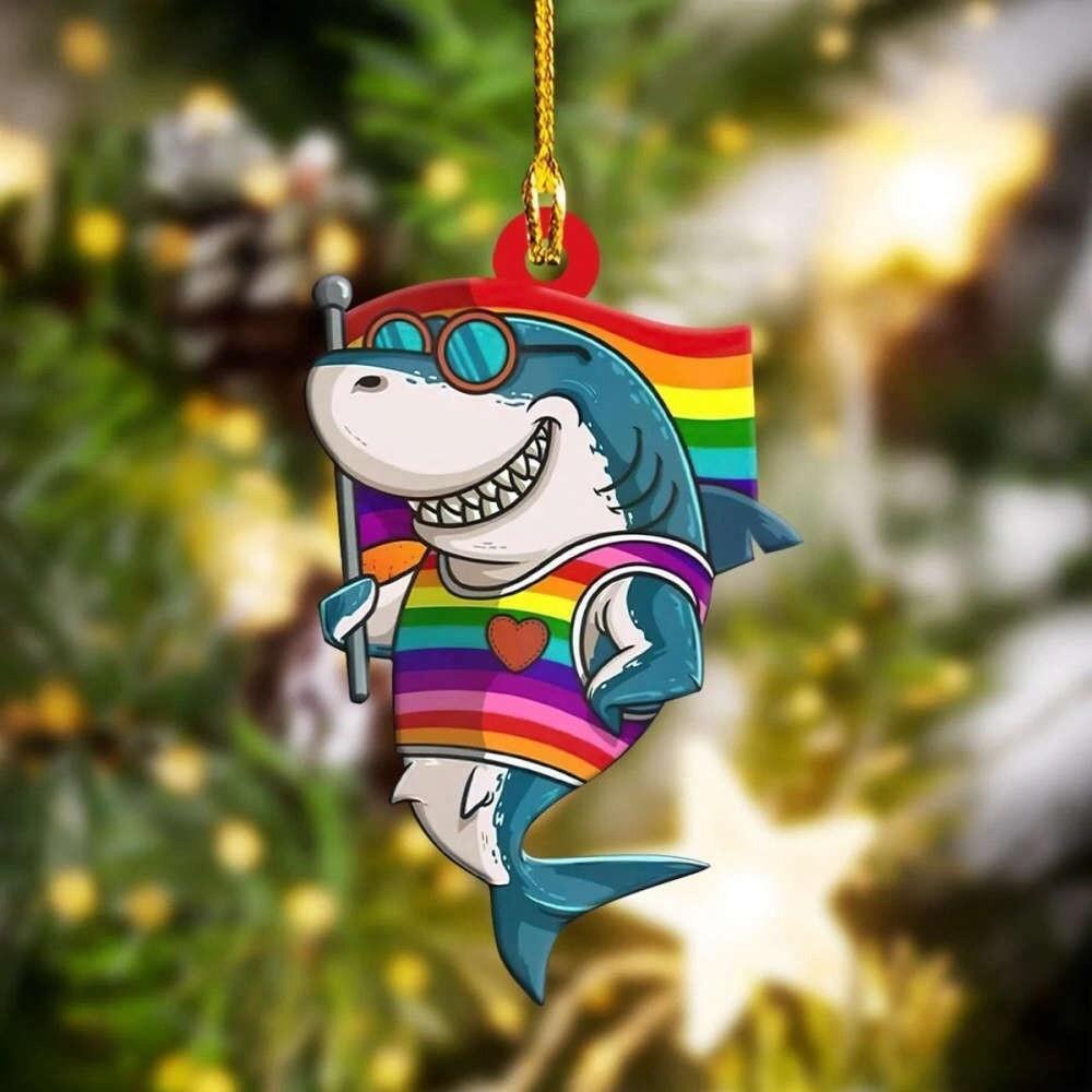 LGBT Christmas Ornament  LGBT Shark Christmas Ornament  Love Pride Ornament Gift