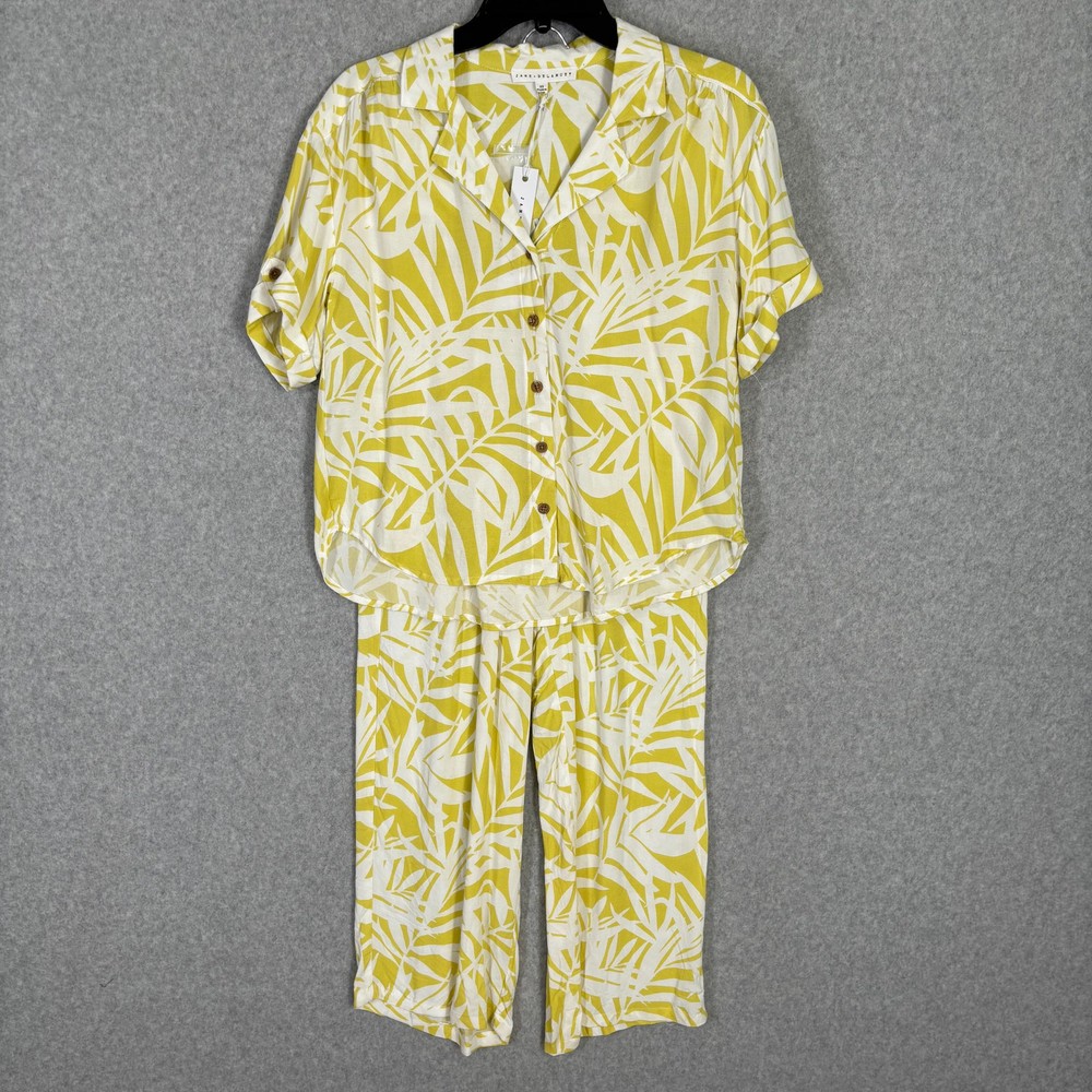 Jane Delancey Outfit Set XS Pants Shirt Button Flowy Resort Vacation Cruise