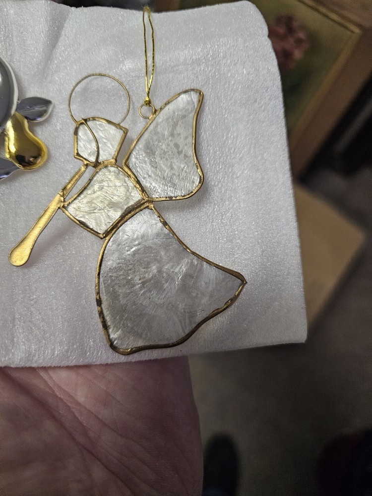 vintage stained glass angel ornament