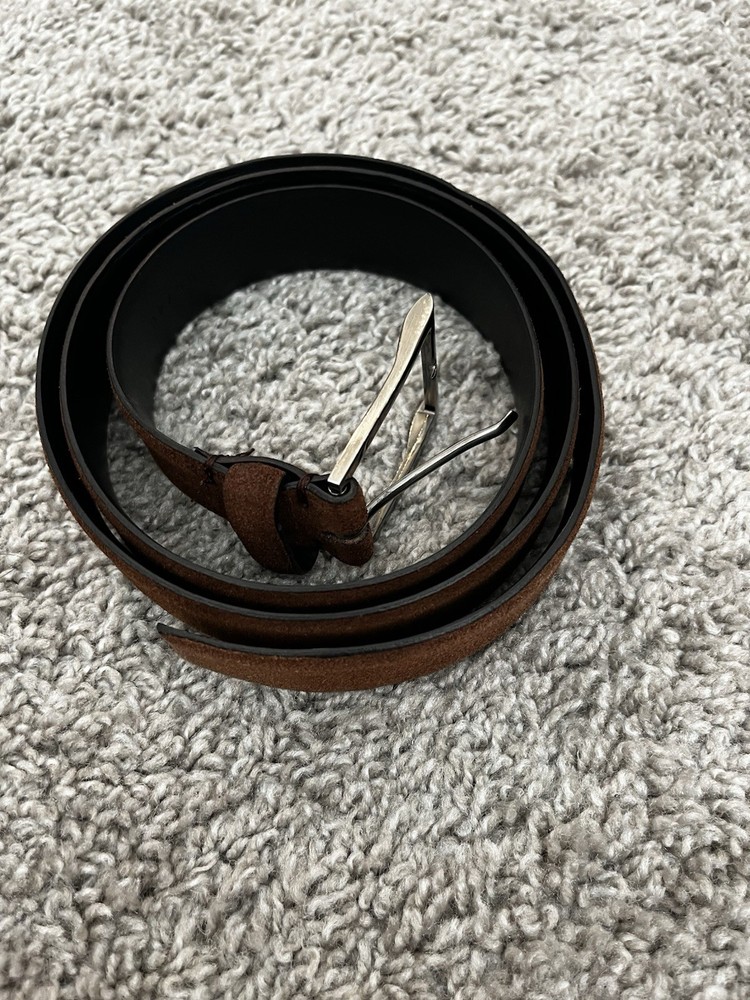 Ermenegildo Zegna Brown Suede Leather Belt Made In Italy Size 105 / 40 Mens