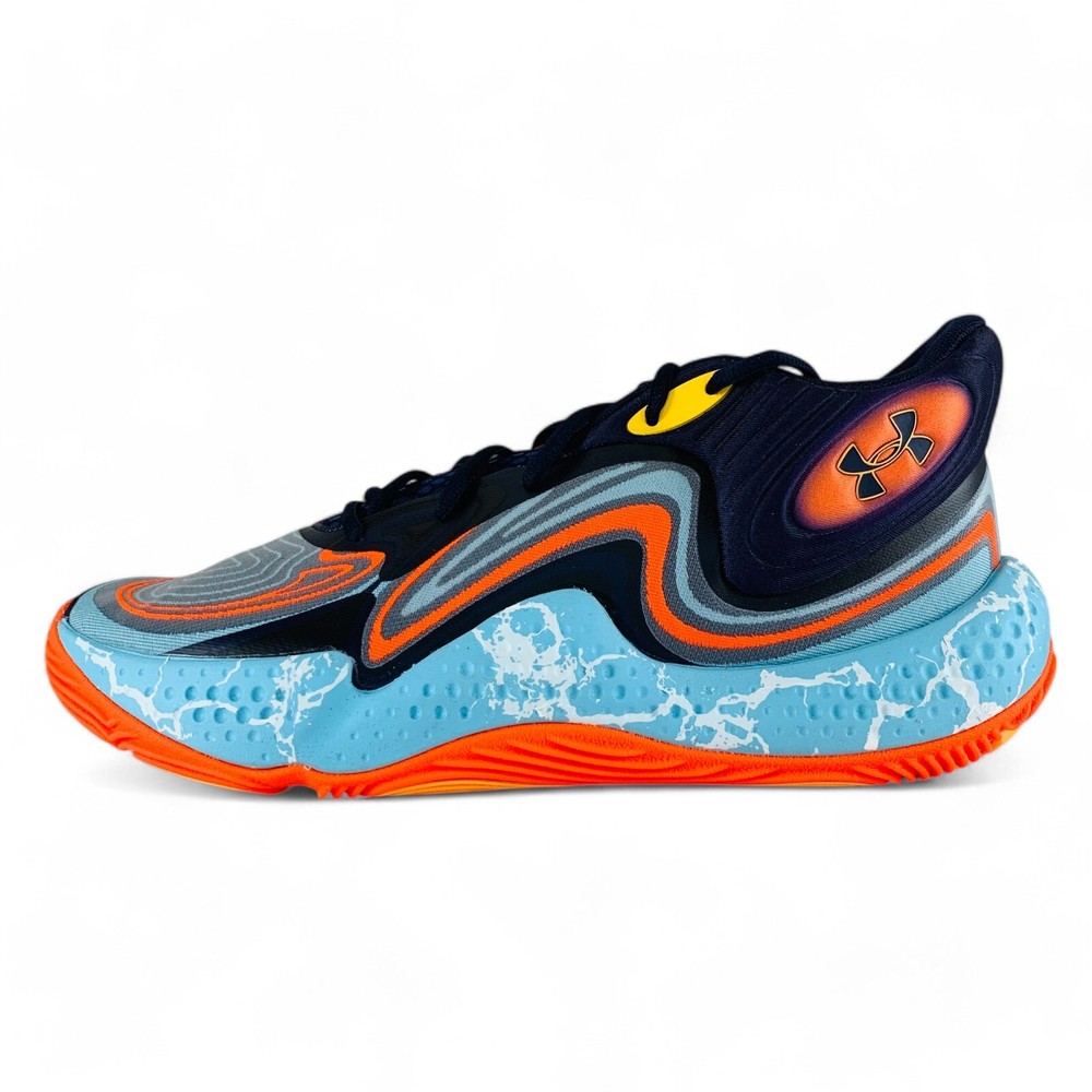 Under Armour Spawn 6 Mid E24 Navy Sky Blue Men's Basketball Shoes 3028336-400
