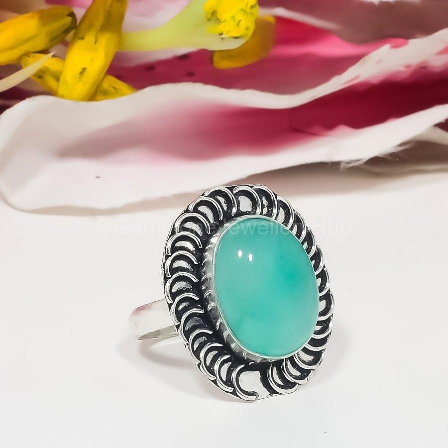 Black Friday Deal 925 Silver Aquamarine Gemstone Sister Boho Band Statement Ring