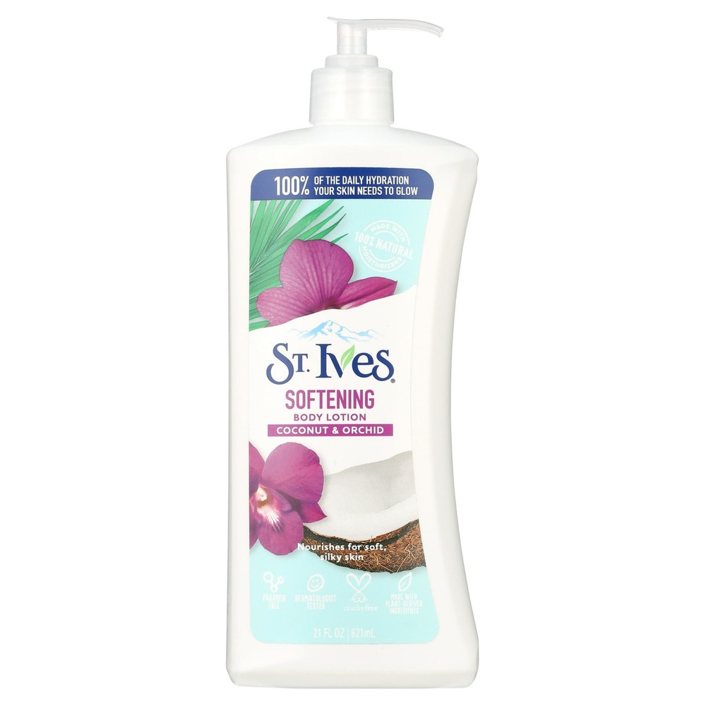 St. Ives Body Lotion Soft-Silky Coconut Milk and Orchid Extract 21oz (2 Pack)