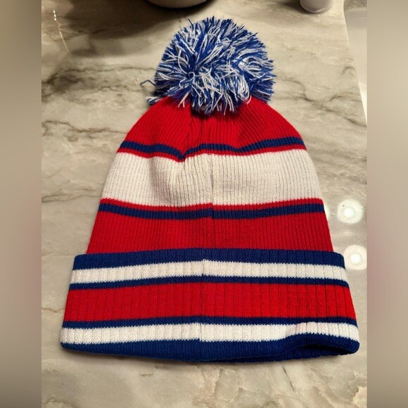 Space Beanie NASA Winter Ski Hat Rolled Cuff Knit Cap Pom Pom Multi Color NWT