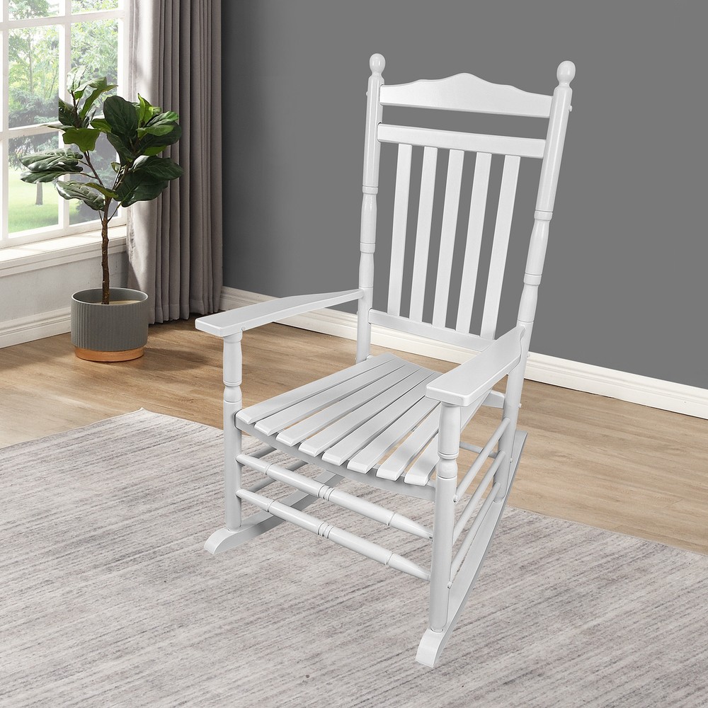 White Balcony Rocking Chair for Adults - Comfortable Outdoor Porch Seating
