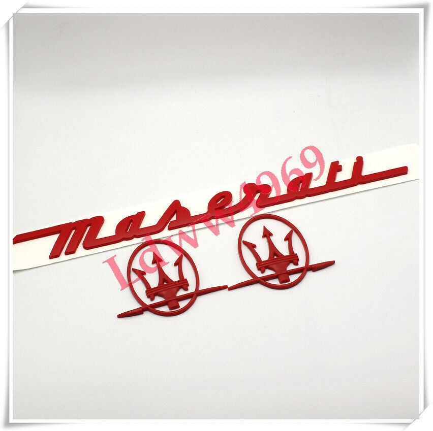 3x Red Emblem For Maserati RH & LH Side Trunk  Badges Nameplate