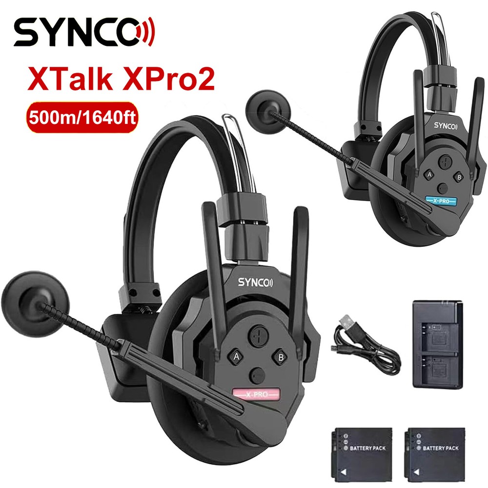 SYNCO XTalk XPro2 X2 2.4GHz Wireless Intercom Headset System 1640ft Full-Duplex