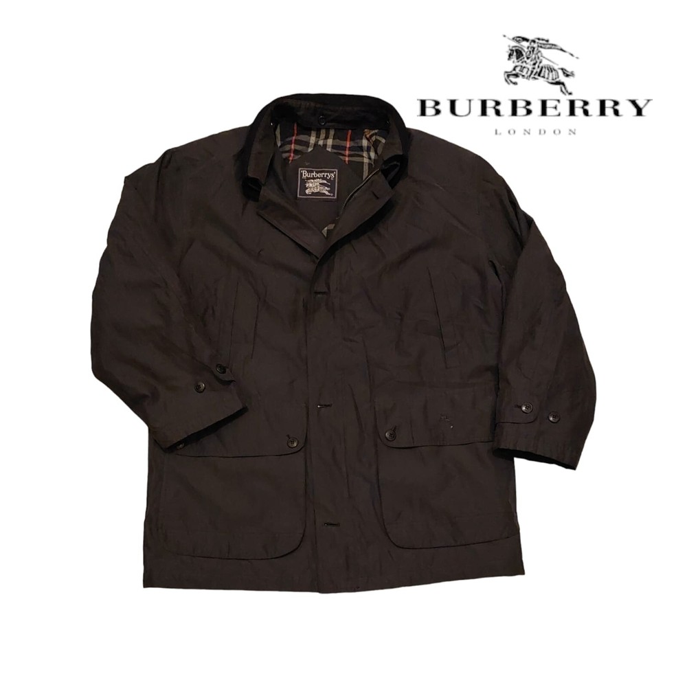 VYG BURBERRY'S Navy Blue Overcoat Jacket Blue Color Trench Size XL