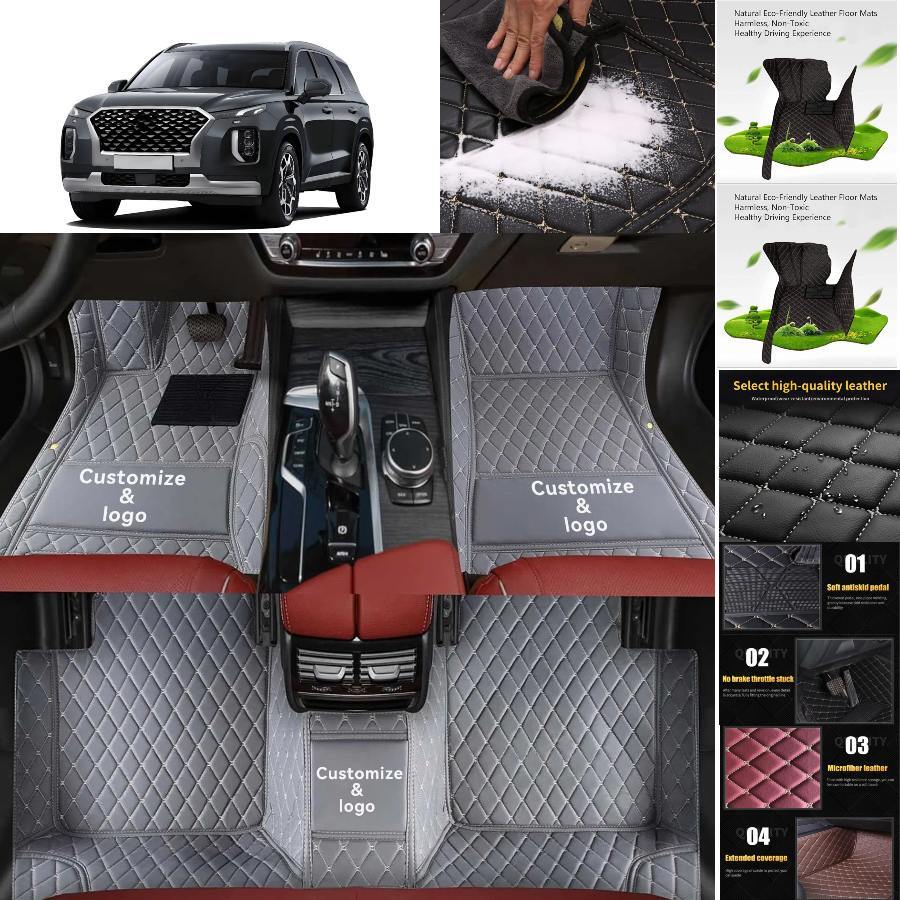 For Hyundai Palisade Car Floor Mats All Weather Carpets Waterproof Luxury Custom